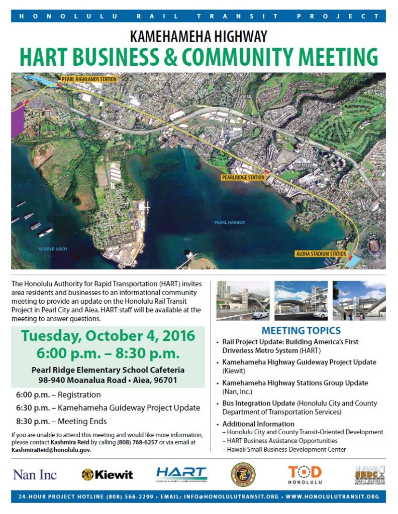 Honolulu Rail Transit community meeting flier